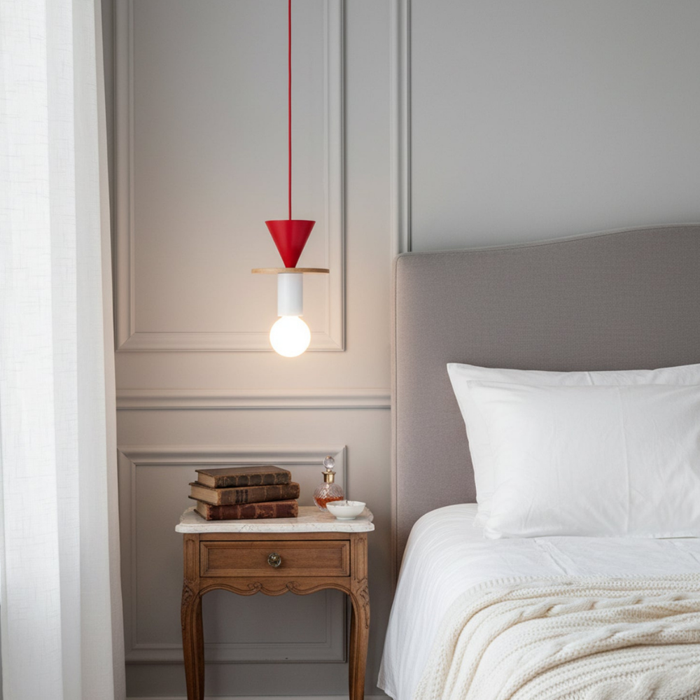 Geometric Wood Pendant Light, Sculptural Nordic Design - view 19