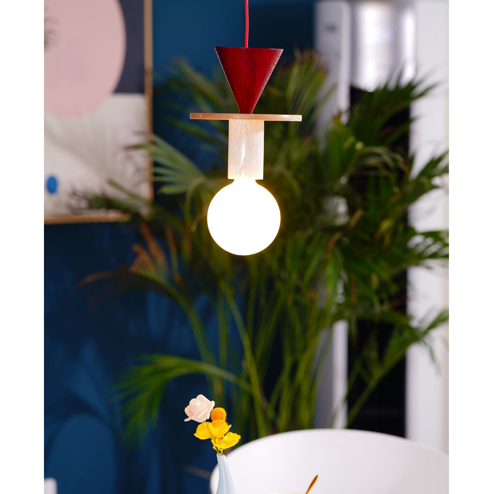 Geometric Wood Pendant Light, Sculptural Nordic Design - view 18