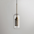 Glass and Perforated Metal Pendant Light, Industrial Style - view 1