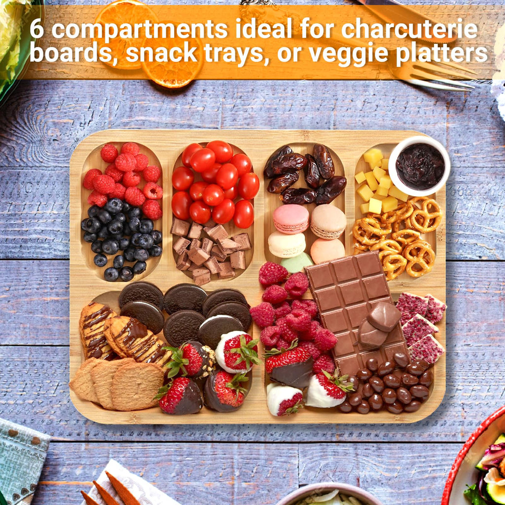 Bamboo Six Compartment Serving Tray with Lid – product image 3