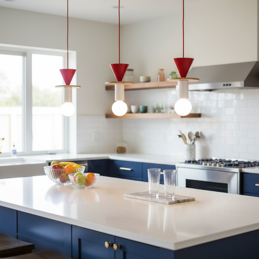 Geometric Wood Pendant Light, Sculptural Nordic Design - view 16