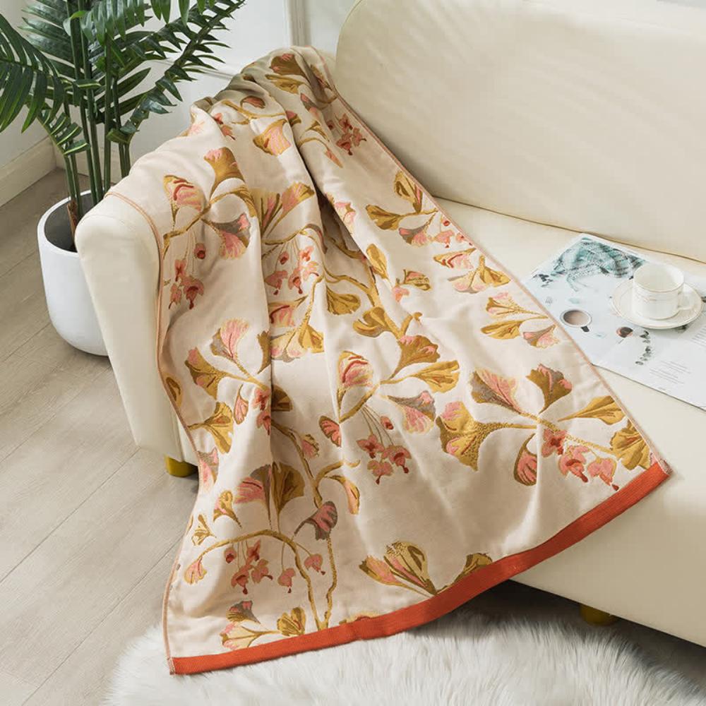 Ginkgo Leaf Cotton Gauze Towel 90 × 180 cm – image 2