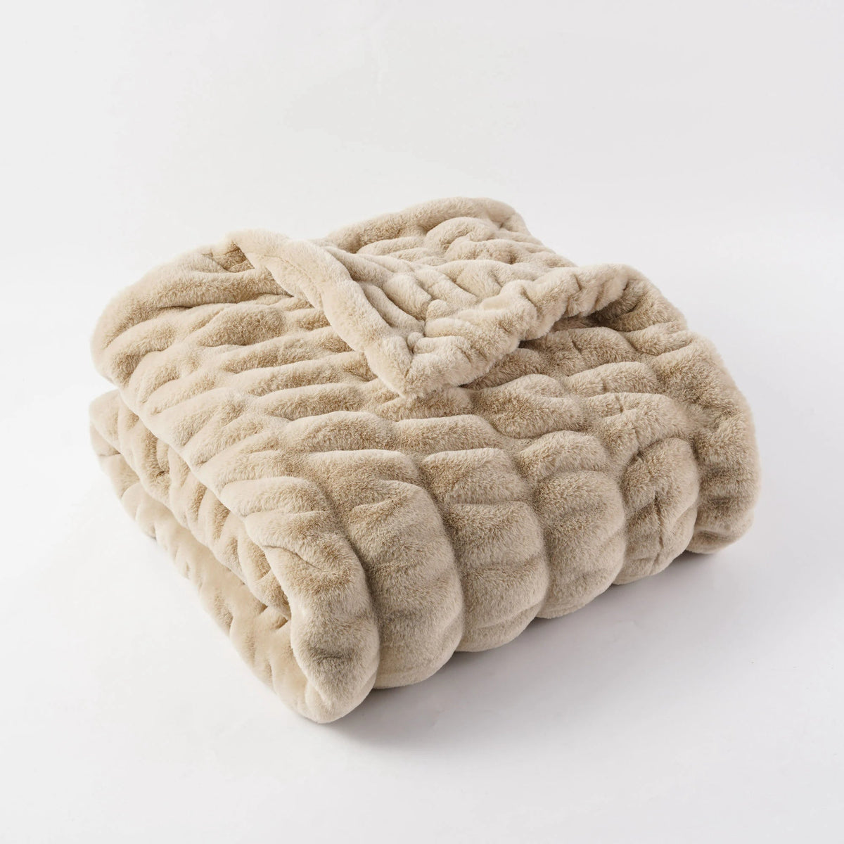 Ruched Faux Rabbit Fur Throw Blanket, Double-Sided Soft Texture — product view 15