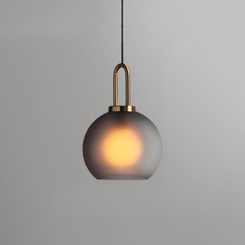 Glass Globe or Capsule Pendant Light with Brass Arch - view 25