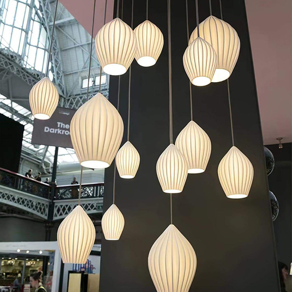 Ribbed Ceramic Teardrop Pendant Light - view 20
