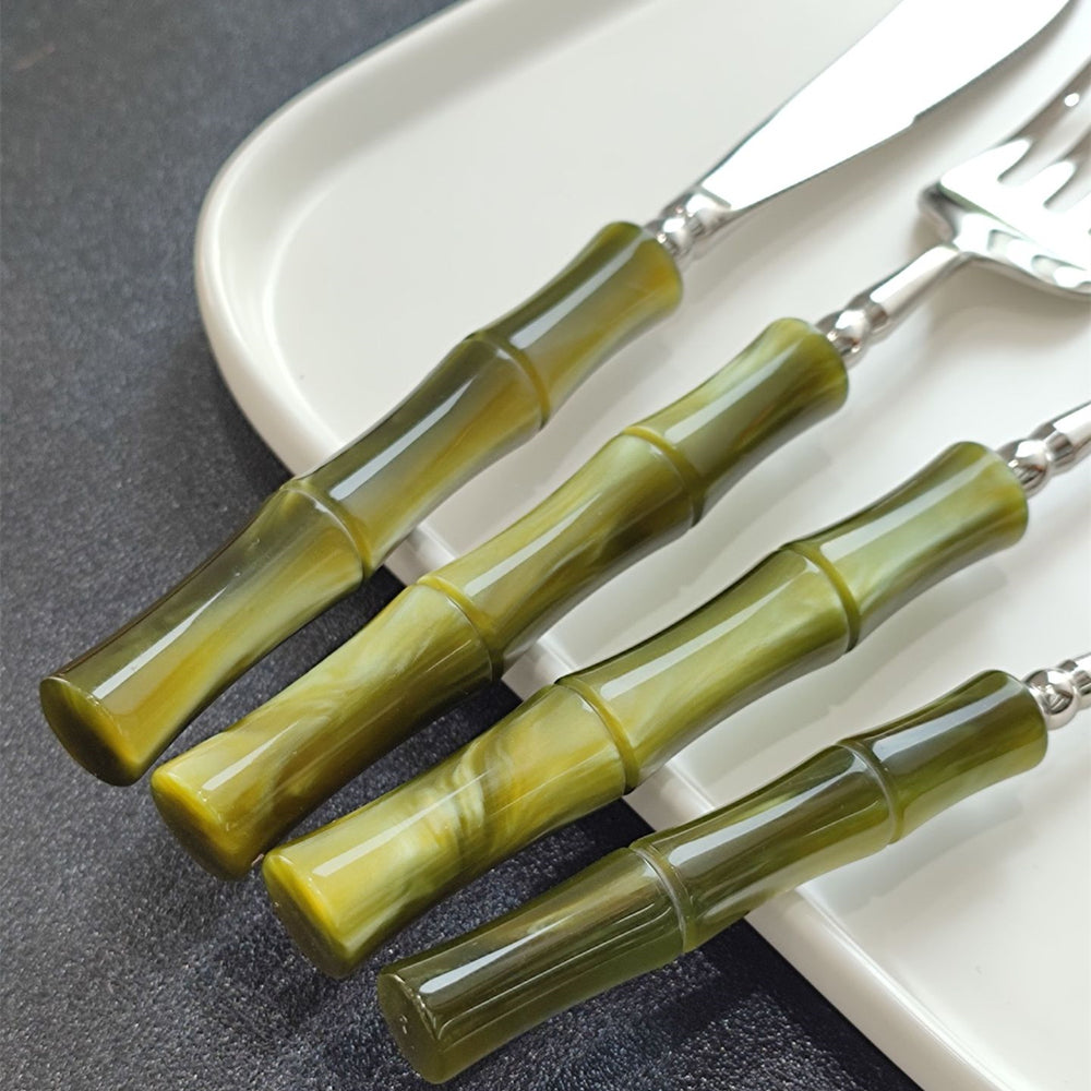 Green Bamboo Look Cutlery Set – product image 3