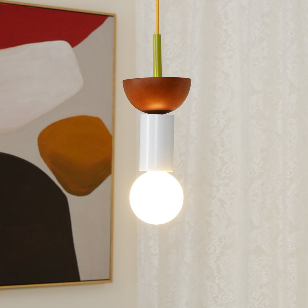 Geometric Wood Pendant Light, Sculptural Nordic Design - view 29