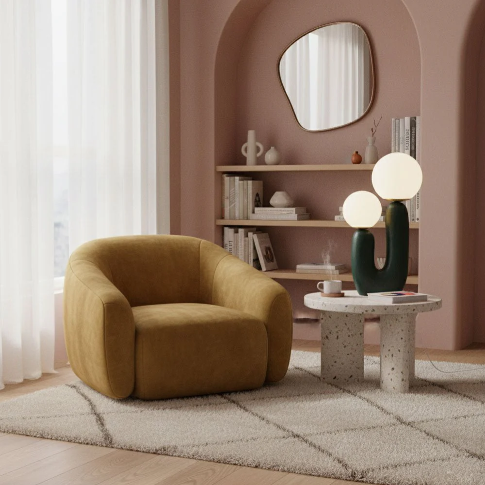 U-Shaped Resin Table Lamp with Twin Glass Globes, UK Plug - view 5