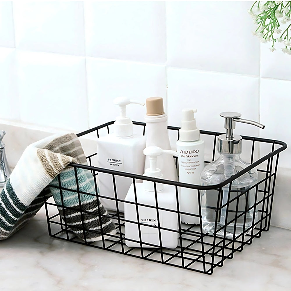 Iron Wire Storage Basket with Carry Handles – image 6