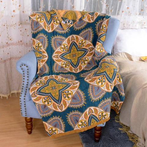 Reversible Diamond and Floral Cotton Bath Towel – image 6