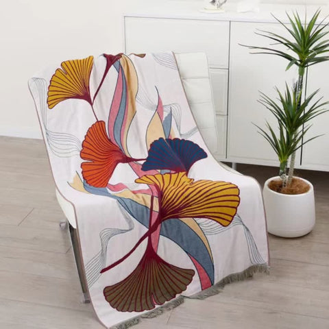 Ginkgo Leaf Cotton Towel with Tassels – image 3