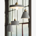 Geometric Concrete Pendant Light with Brass Detail - view 4