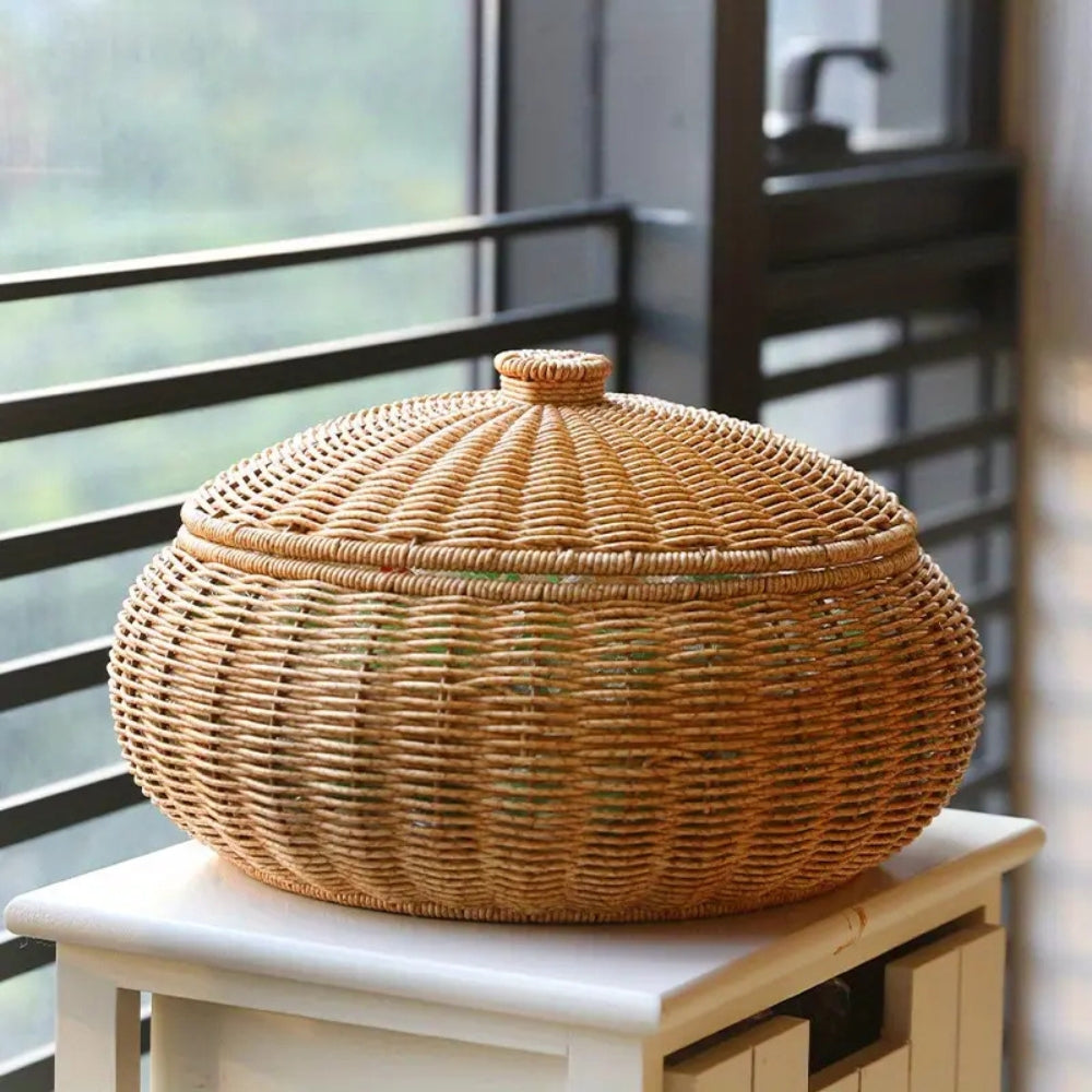 Woven Rattan Storage Basket with Domed Lid – image 6