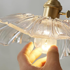 Ribbed Glass Flower Pendant Light with Copper Fittings - view 13
