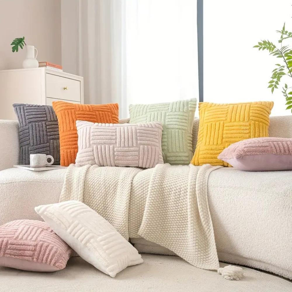 Textured Faux Fur Cushion Cover with Velvet Reverse – image 1