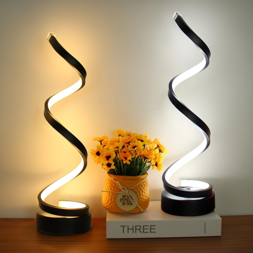 Spiral LED Table Lamp with Dimmable USB Lighting - view 7