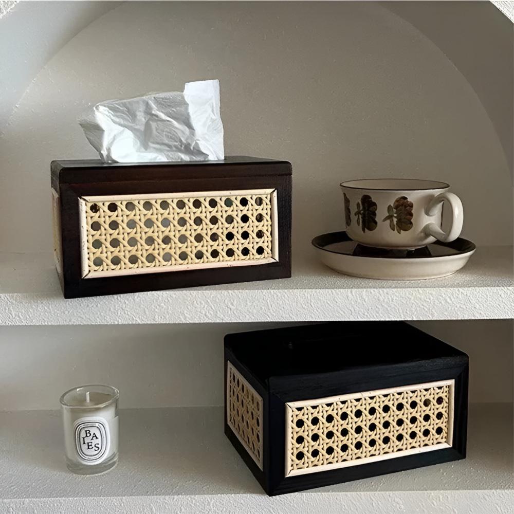 Wood and Rattan Tissue Box – image 4