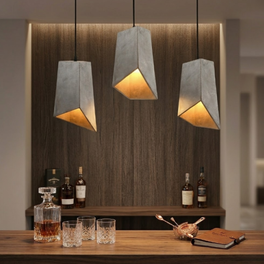 Asymmetric Concrete Pendant Light with Braided Cord - view 3