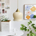 Floral Resin Pendant Light with Brass Hardware - view 15