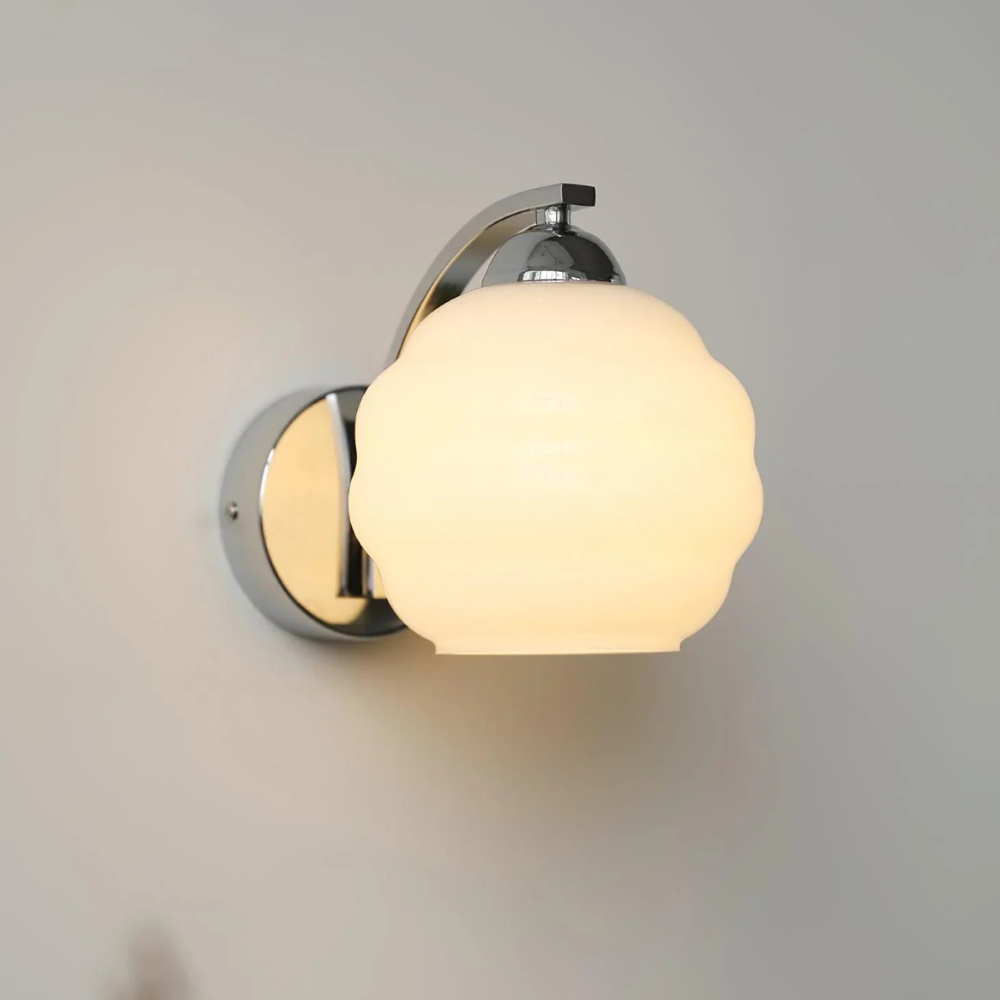 Ribbed Glass Globe Wall Sconce with Gold-Tone Fittings - view 25