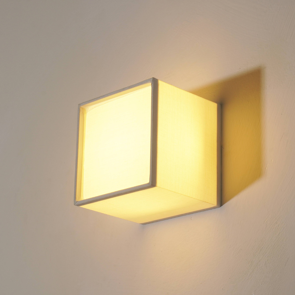 Fabric Cube LED Wall Sconce, White Japandi Design - view 16