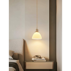 White Ribbed Ceramic Dome Pendant Light - view 4
