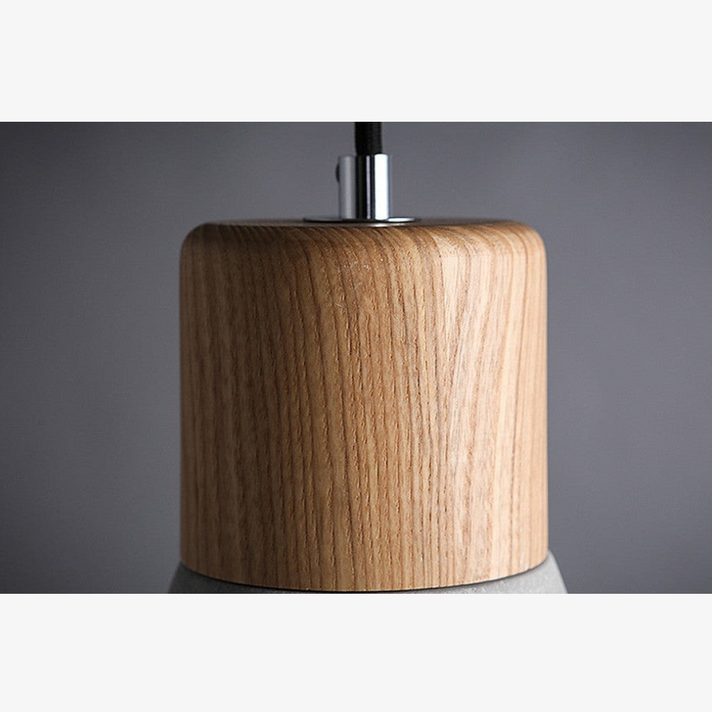 Concrete and Wood Pendant Light, Nordic Industrial Style - view 13