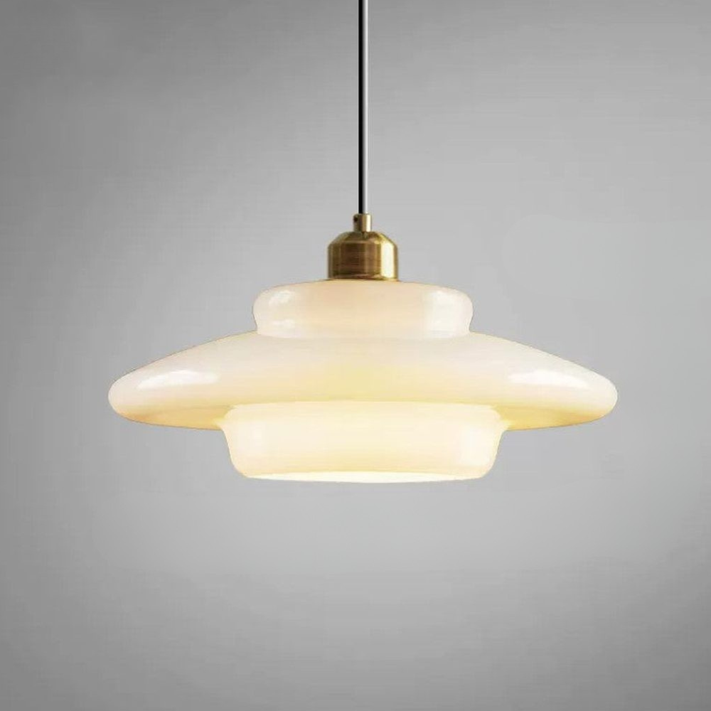 Layered Opal Glass Pendant Light, Art Deco Design - view 14