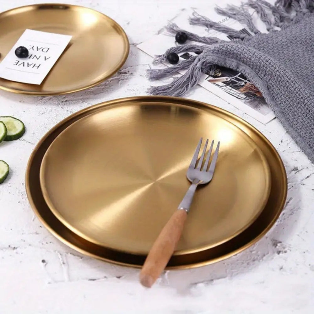 Gold-Tone Stainless Steel Serving Plate - product view 5