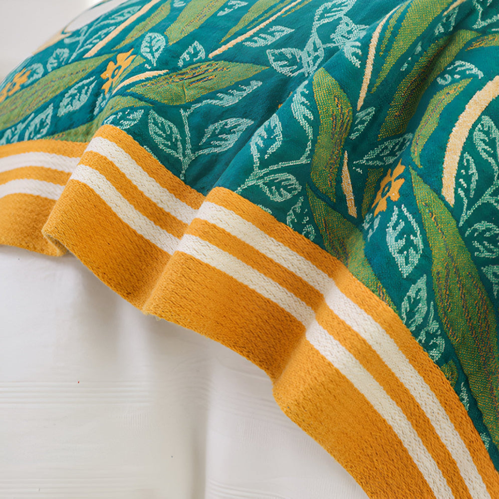 Green Botanical Cotton Gauze Blanket – image 5