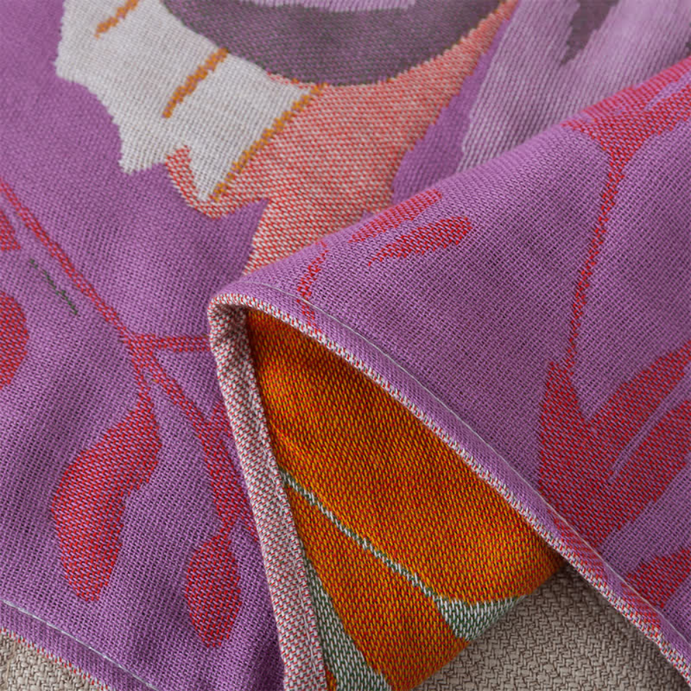 Purple Wildflower Cotton Gauze Bath Towel – image 2