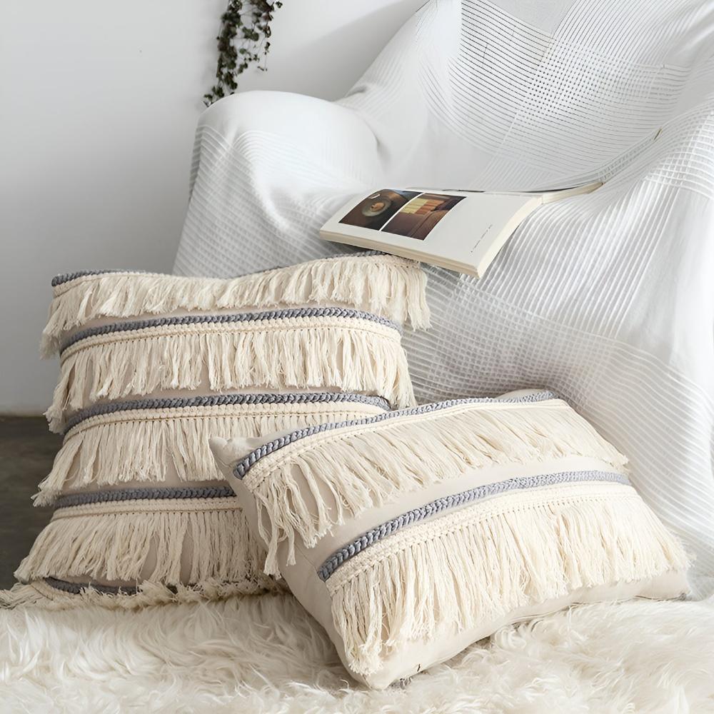 Fringed Linen Cushion Cover – image 5