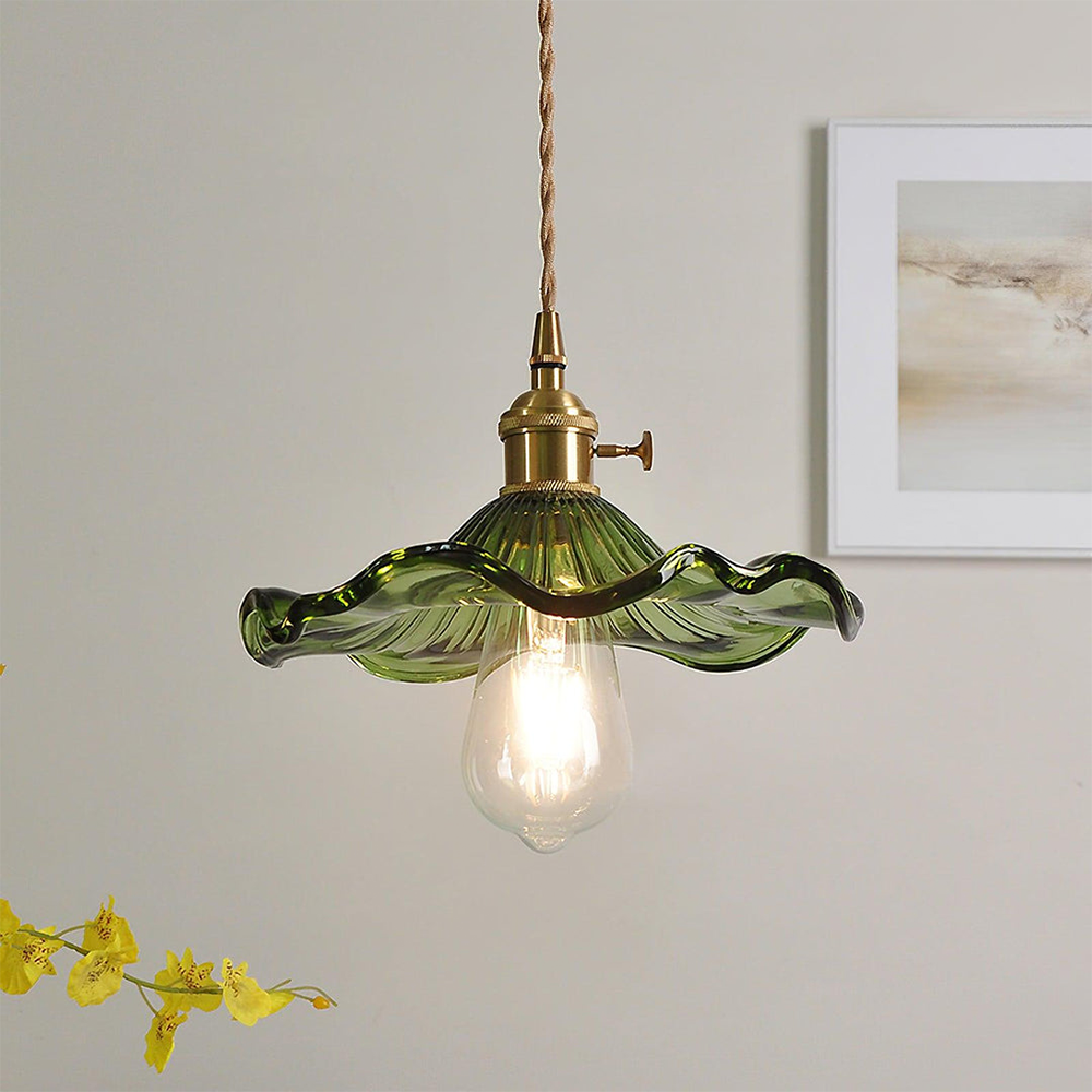 Glass Petal Pendant Light with Brass Fittings - view 1