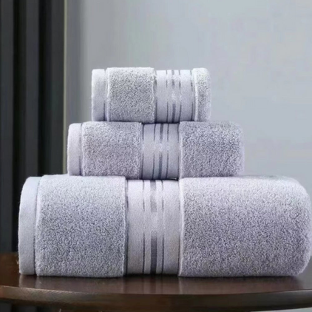 Cotton Bathroom Towel Set – 3 Pieces – image 1