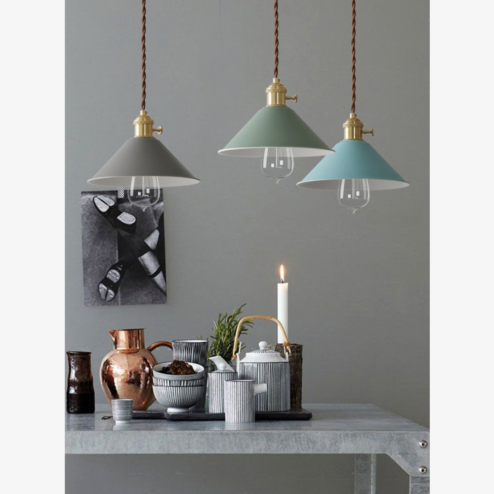 Matte Cone Pendant Light with Brass Fitting - view 4
