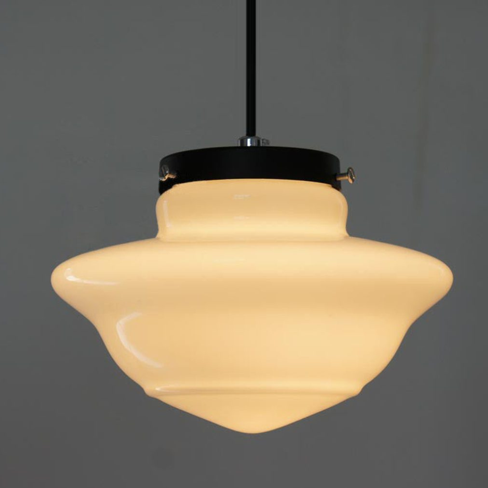 Frosted Glass Pendant Light, Matte White Geometric Designs - view 4