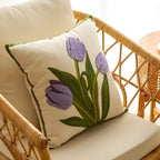 Embroidered Tulip Cotton Cushion Cover – image 4