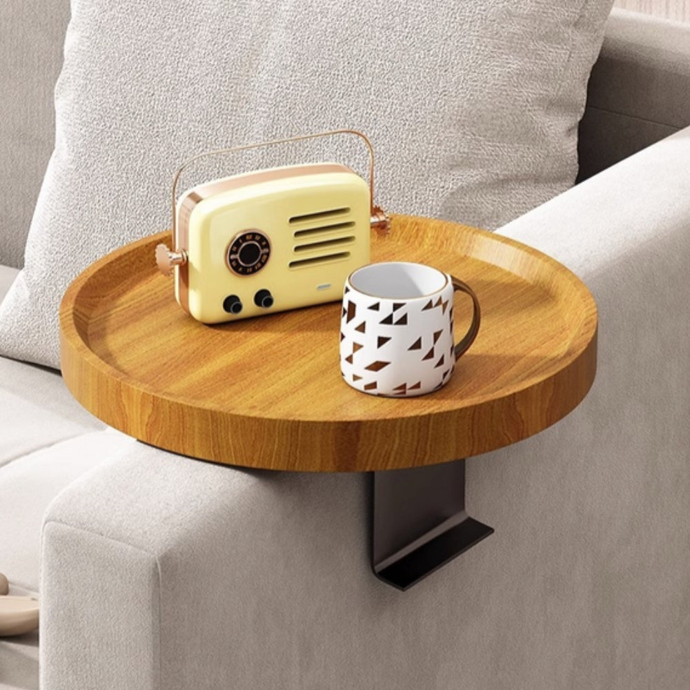Adjustable Wood-Effect Sofa Armrest Tray – image 1