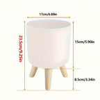 Modern Round Planter with Wooden Legs