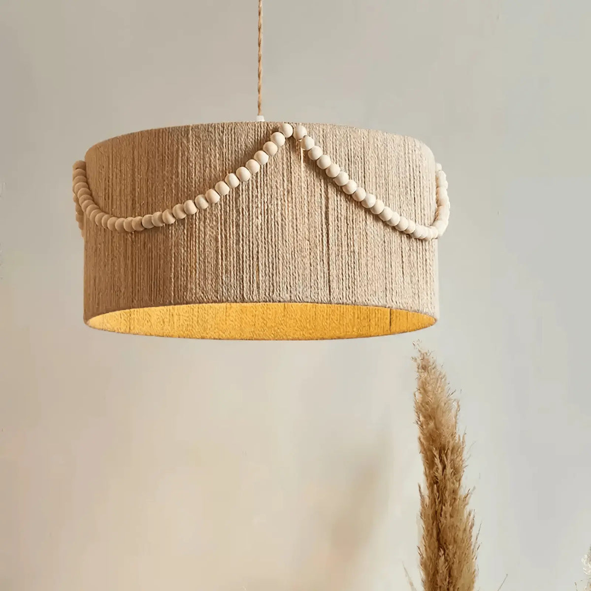 Natural Jute Pendant Light with Metal Frame - view 5