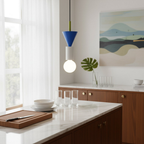 Geometric Wood Pendant Light, Sculptural Nordic Design - view 14