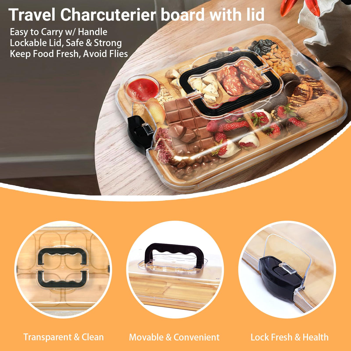 Bamboo Six Compartment Serving Tray with Lid – product image 4