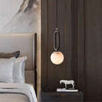 Natural Alabaster Pendant Light with Brass Detail - view 8