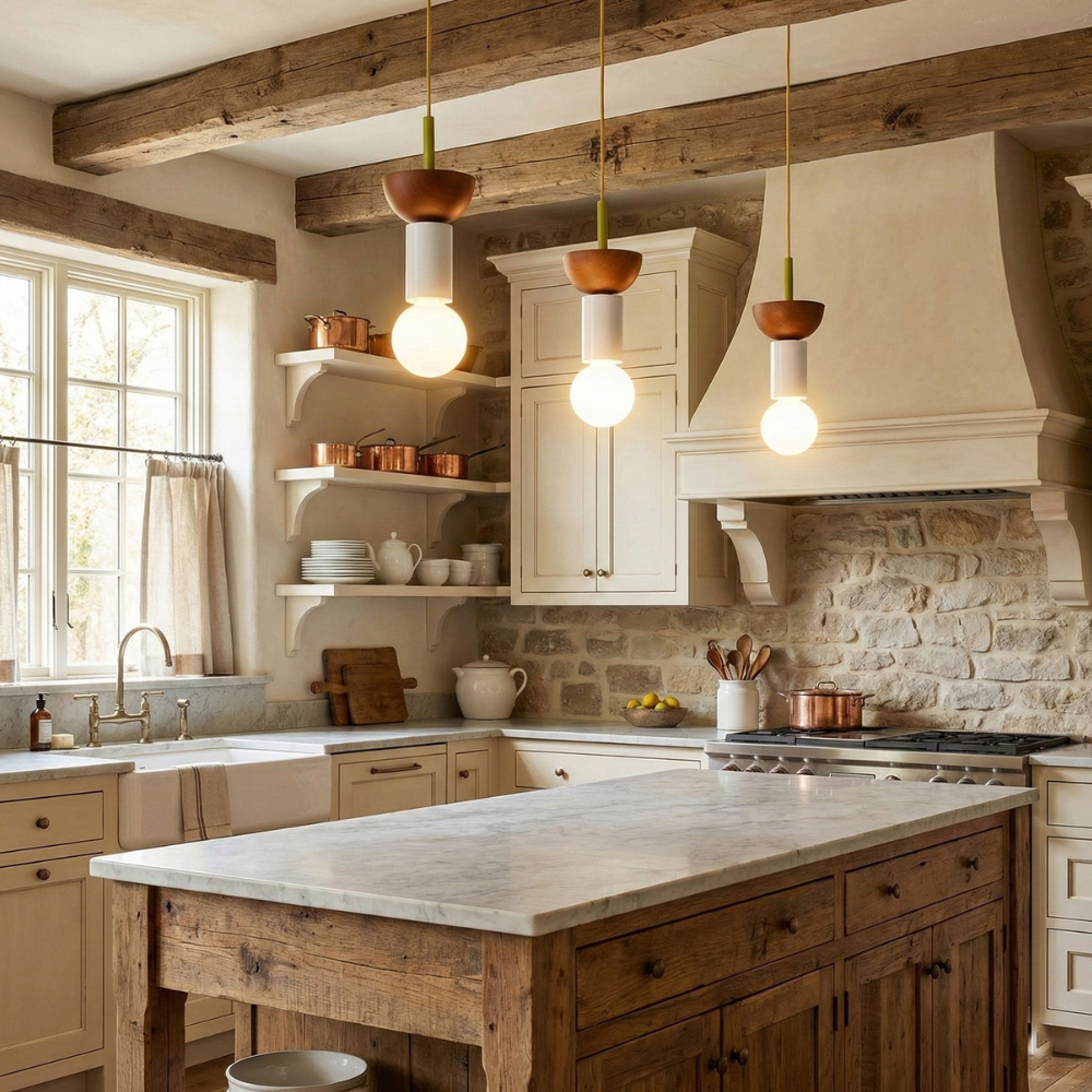Geometric Wood Pendant Light, Sculptural Nordic Design - view 8