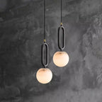 Natural Alabaster Pendant Light with Brass Detail - view 9