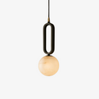 Natural Alabaster Pendant Light with Brass Detail - view 1