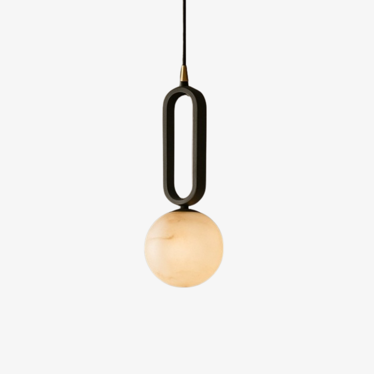 Natural Alabaster Pendant Light with Brass Detail - view 1