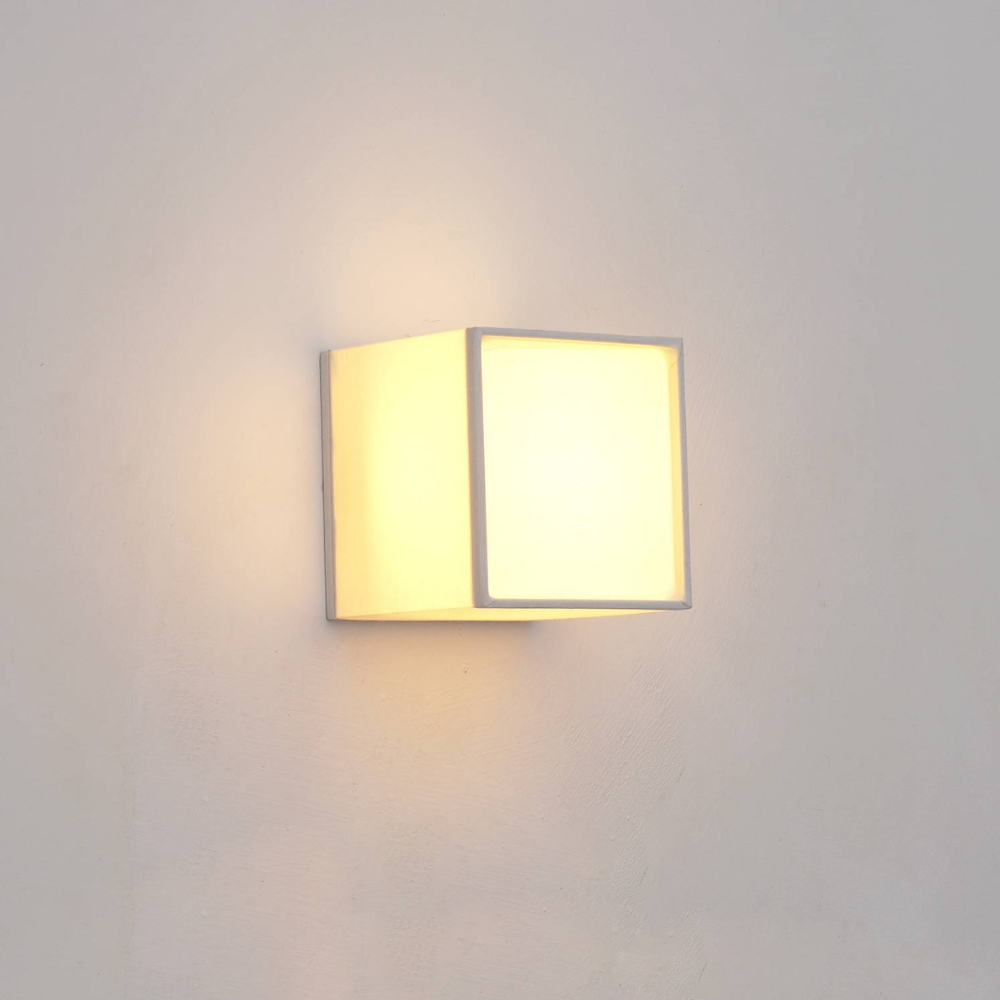 Fabric Cube LED Wall Sconce, White Japandi Design - view 15