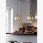 Glass and Perforated Metal Pendant Light, Industrial Style - view 7