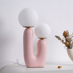 U-Shaped Resin Table Lamp with Twin Glass Globes, UK Plug - view 16